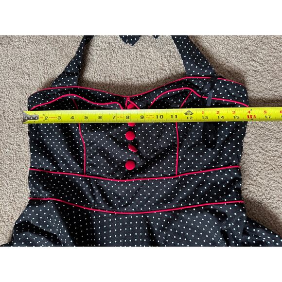 Hell Bunny Vanity Mini Dress Retro Pinup Rockabilly Polka Dot Black White Red - Picture 3 of 8